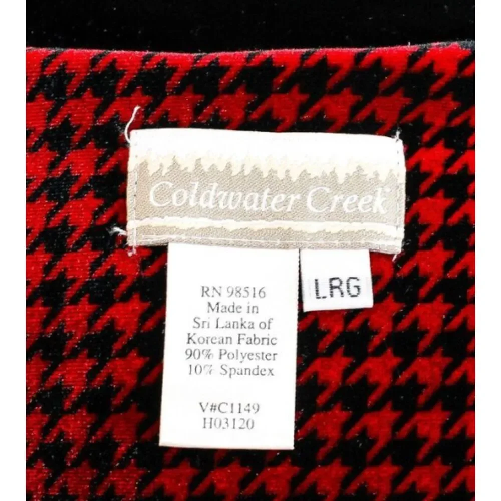 Cold Water Creek Velvet Houndstooth Duster Coat Red Black Vintage Size L